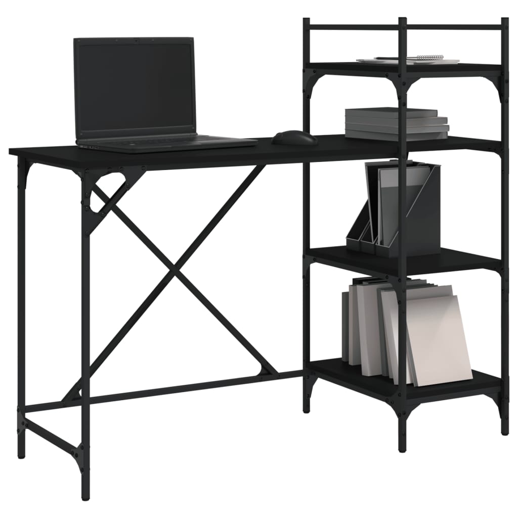 vidaXL Computer Desk with Shelves Black 120x47x109 cm