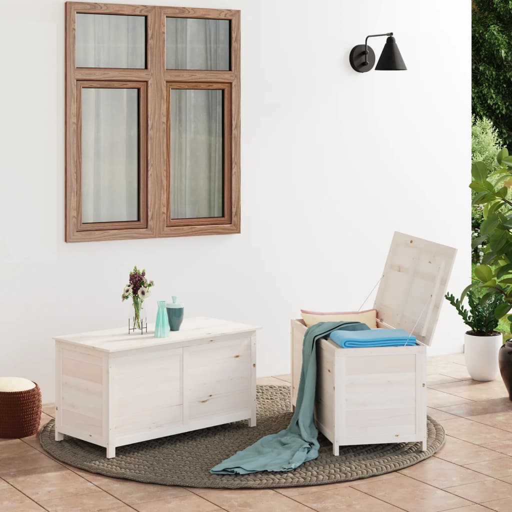 vidaXL Outdoor Cushion Box White 100x50x56 cm Solid Wood Fir
