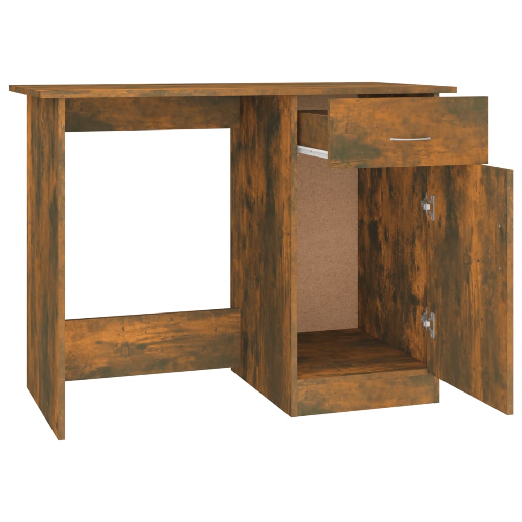 vidaXL Desk Smoked Oak 100x50x76 cm Engineered Wood
