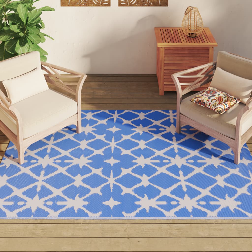 vidaXL Outdoor Carpet Blue and White 140x200 cm PP