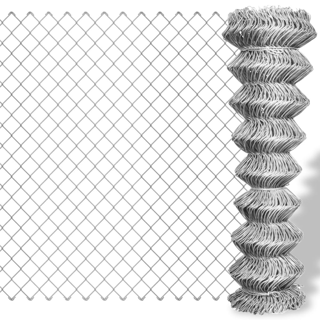 vidaXL Chain Link Fence Galvanised Steel 25x0.8 m Silver