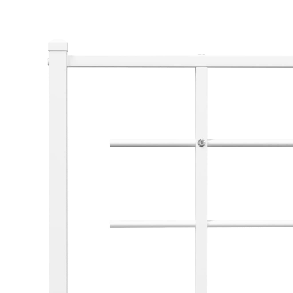vidaXL Metal Bed Frame with Headboard White 150x200 cm King Size