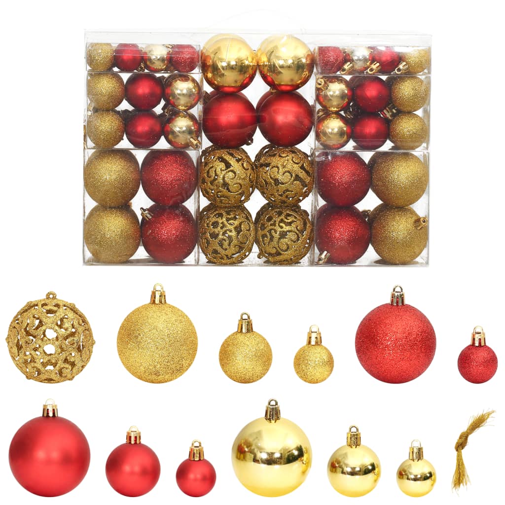 vidaXL Christmas Baubles 100 pcs Gold and Wine Red 3 / 4 / 6 cm
