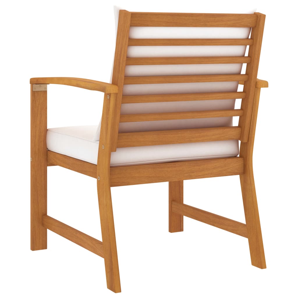vidaXL Garden Chairs 2 pcs with Cream Cushions Solid Wood Acacia