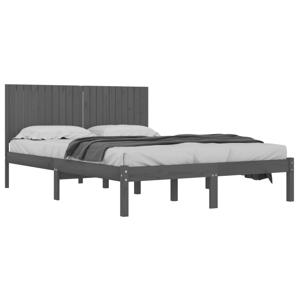 vidaXL Bed Frame Grey Solid Wood Pine 200x200 cm