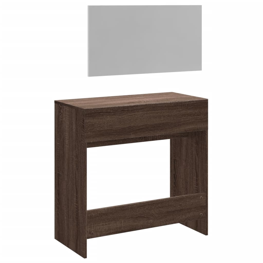 vidaXL Dressing Table with Mirror Brown Oak 80x39x80 cm