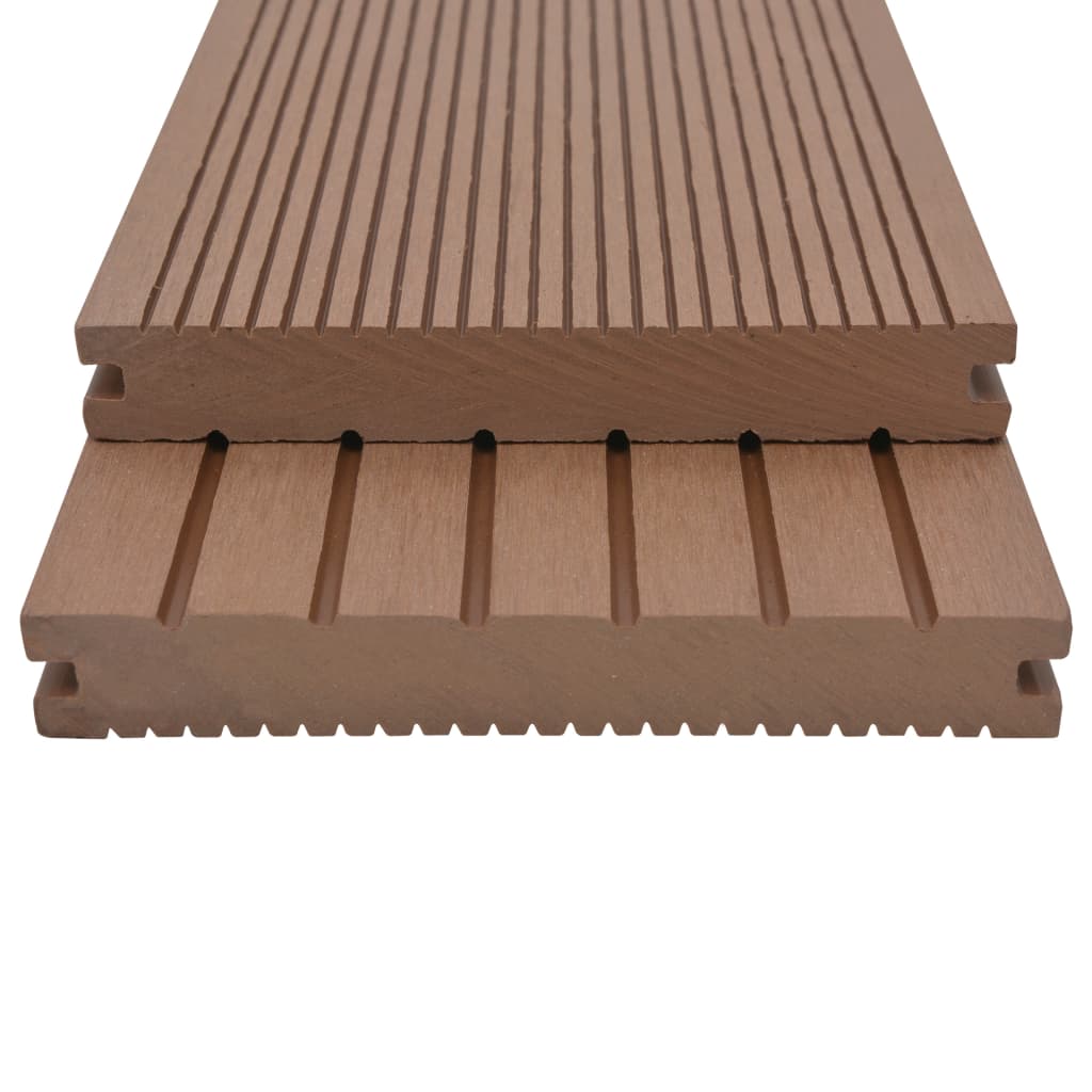 vidaXL WPC Solid Decking Boards with Accessories 16m² 2.2m Light Brown