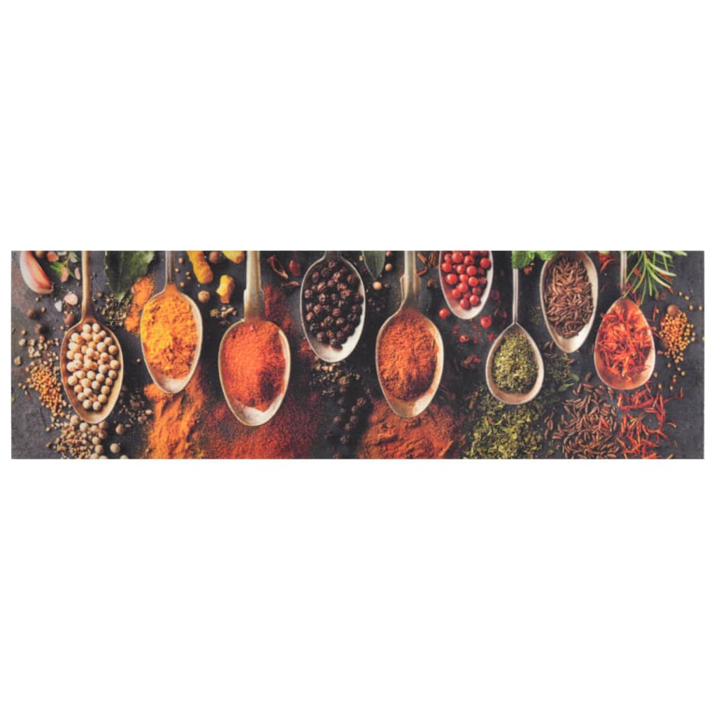 vidaXL Kitchen Rug Washable Spoon & Spices 45x150 cm Velvet