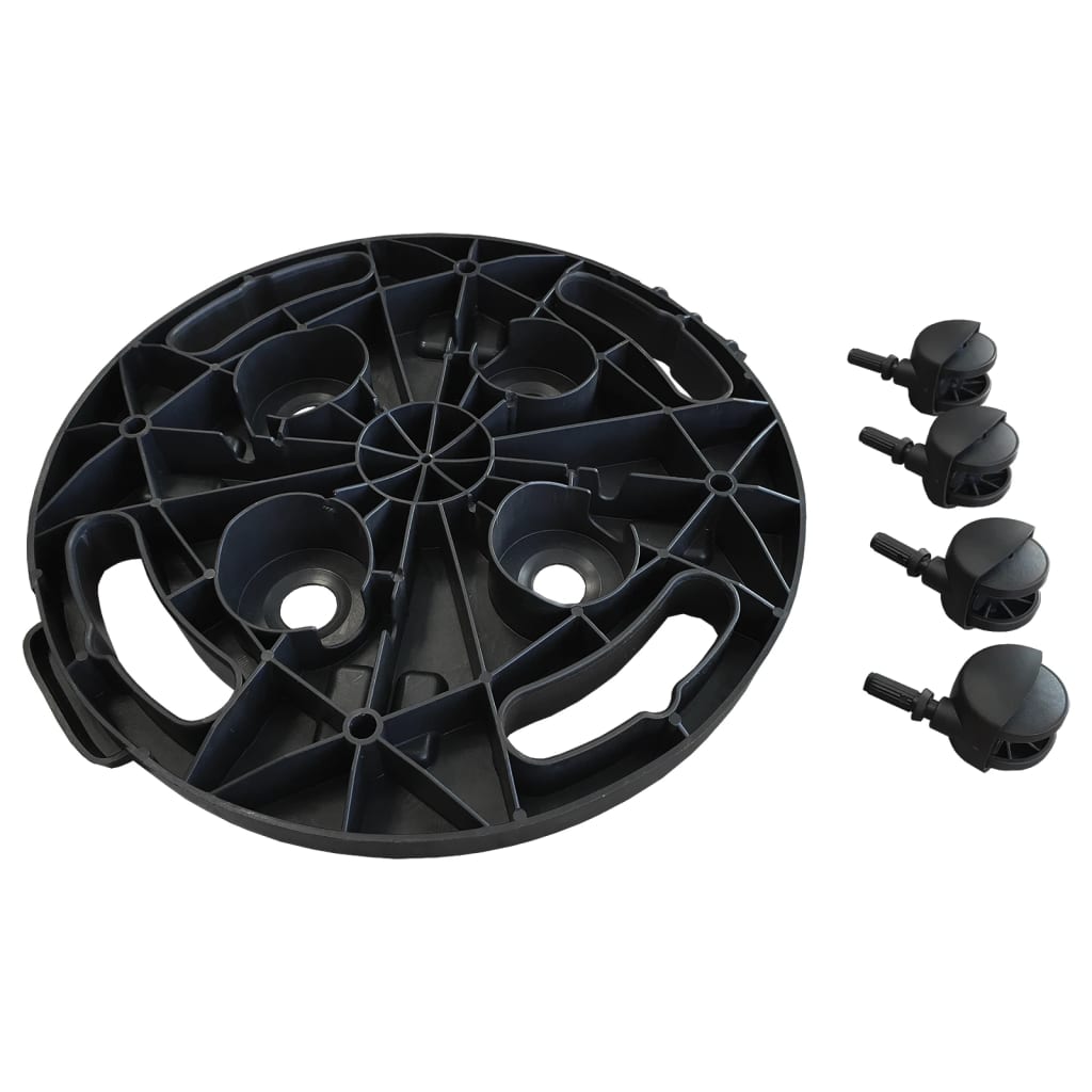 vidaXL Plant Trolleys with Wheels 3 pcs Diameter 30 cm Black 170 kg