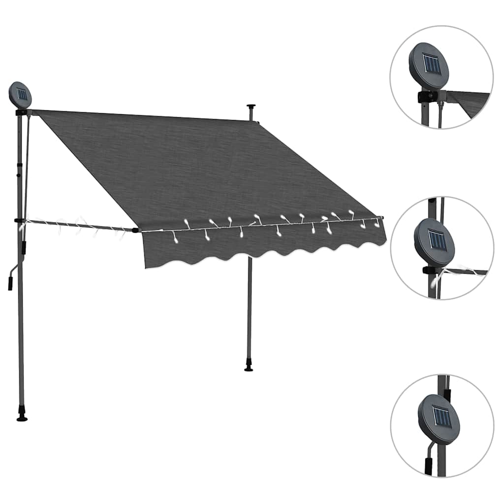 vidaXL Retractable Awning Anthracite 100% polyester with PU coating ...