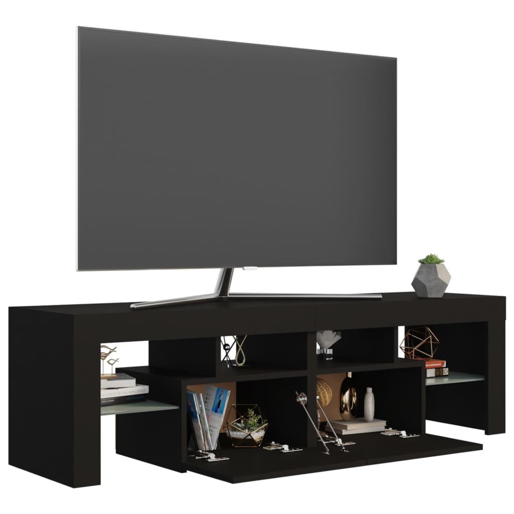 vidaXL TV Cabinet with LED Lights Black 140x36.5x40 cm