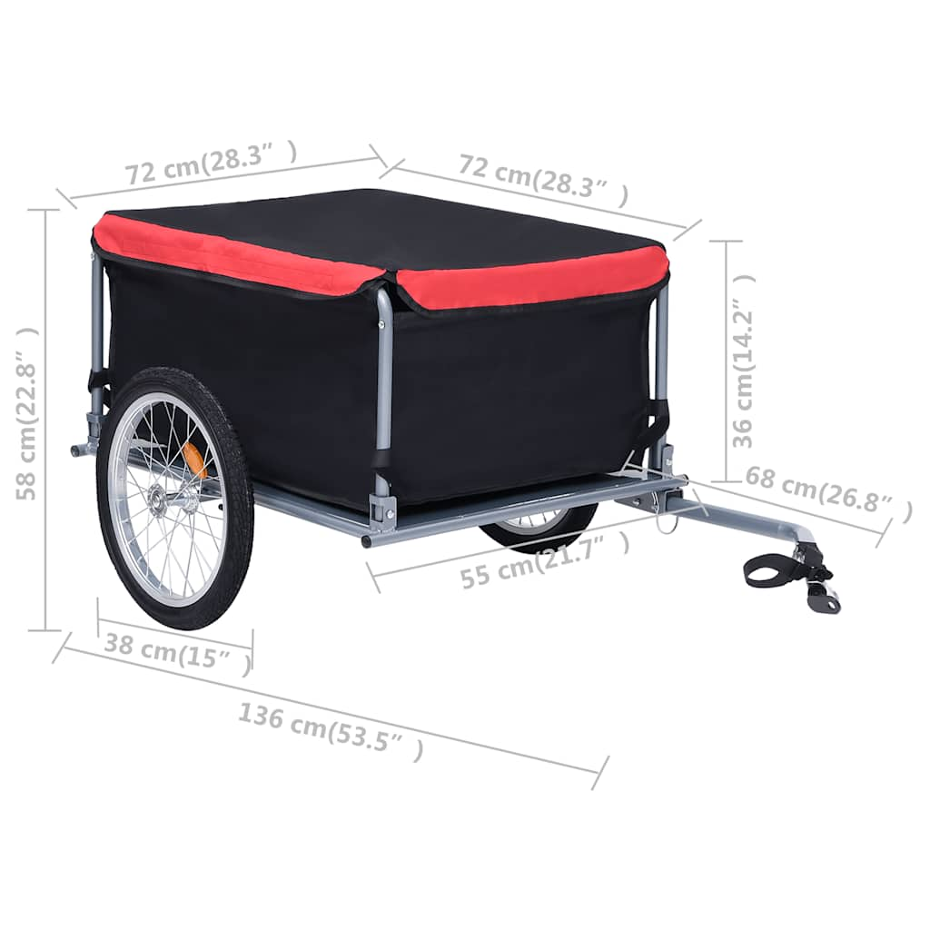 vidaXL Bike Trailer Black and Red 65 kg