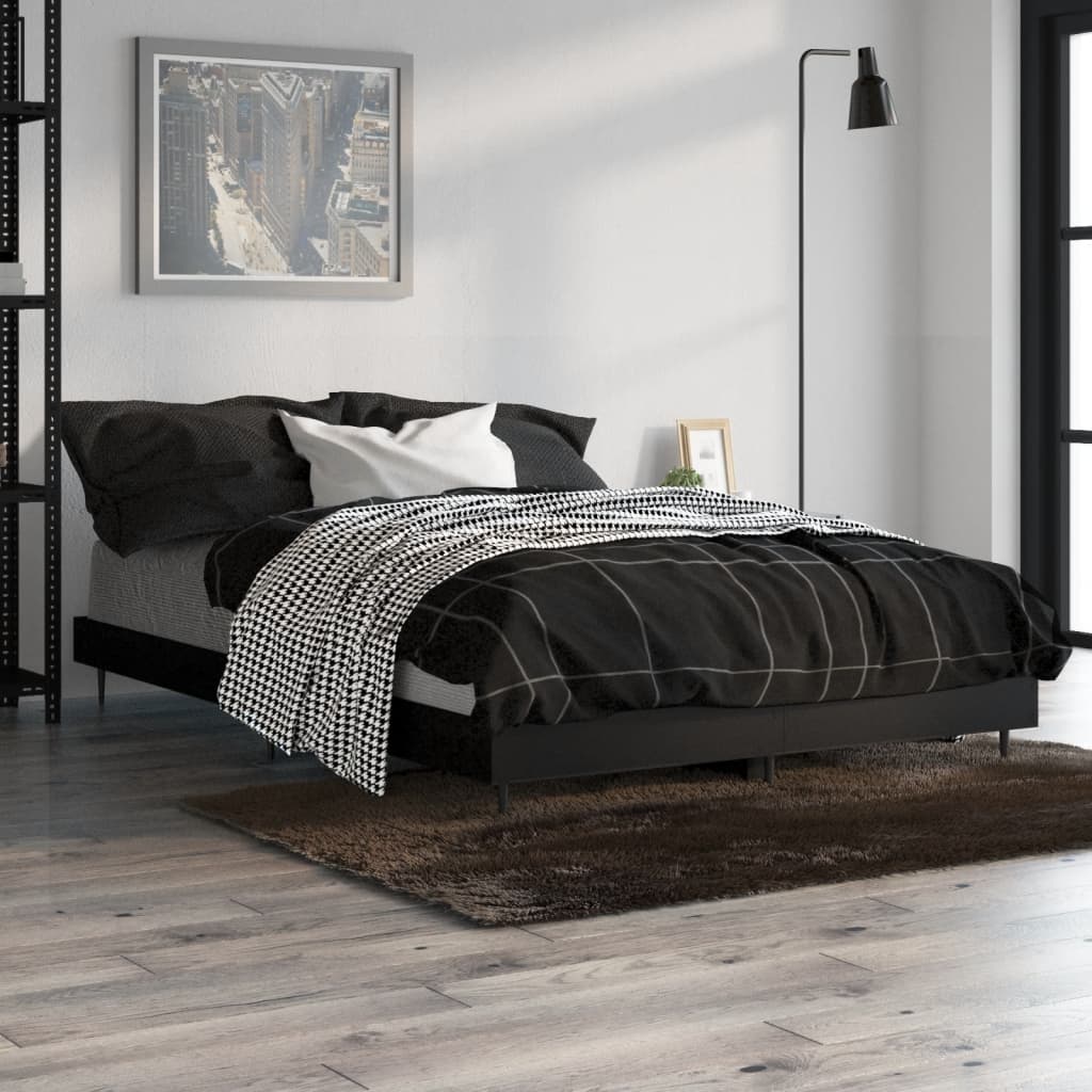 vidaXL Bed Frame Black 120x190 cm Small Double Engineered Wood