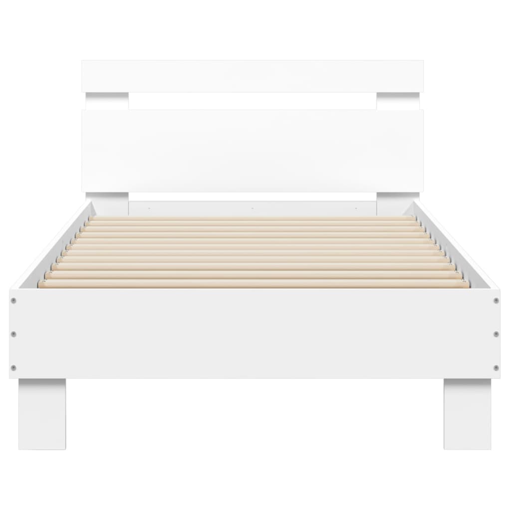 vidaXL Bed Frame with Headboard White 75x190 cm Small Single Engineered wood