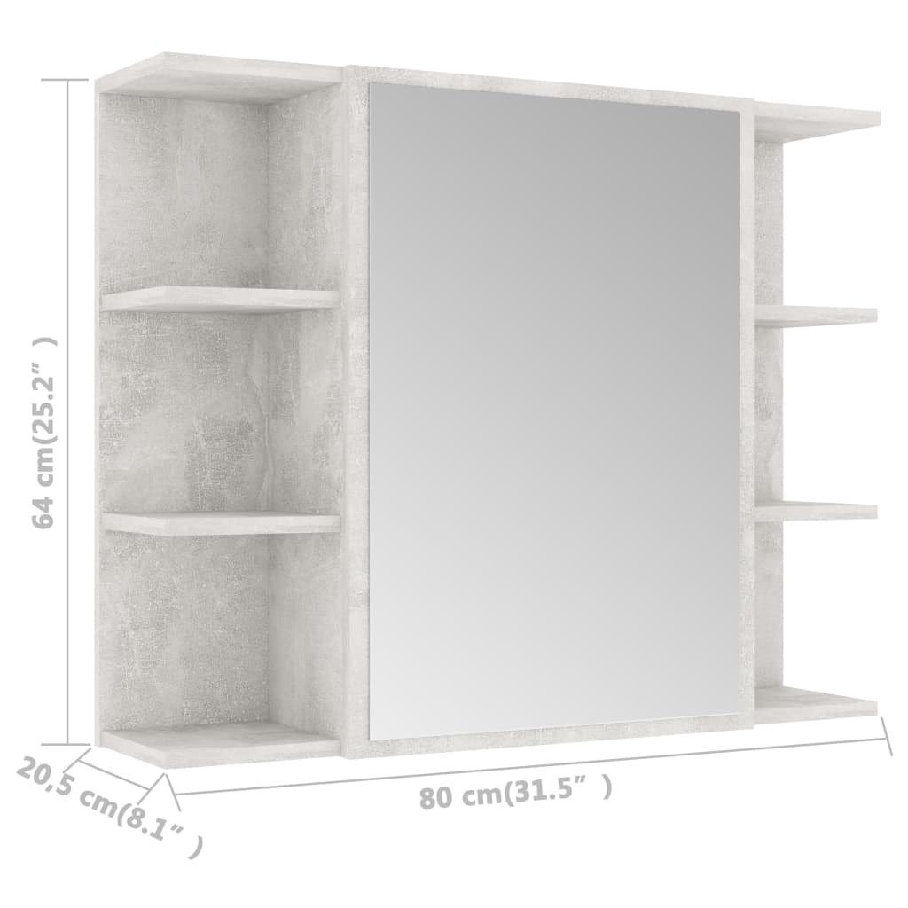 vidaXL 4 Piece Bathroom Furniture Set Concrete Grey Engineered Wood