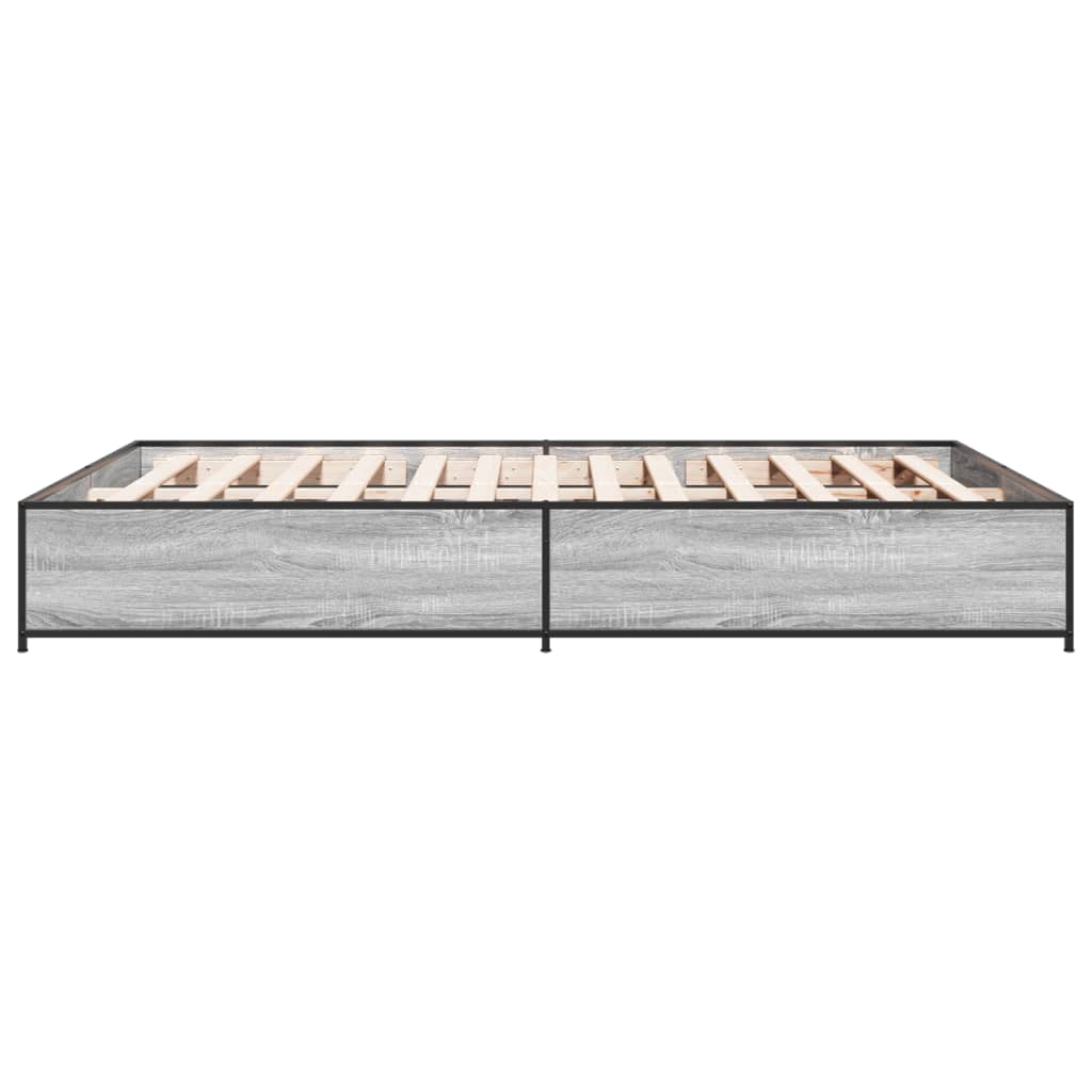 vidaXL Bed Frame Grey Sonoma 120x190 cm Small Double Engineered Wood and Metal