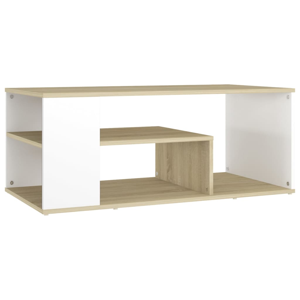 vidaXL Coffee Table White and Sonoma Oak 100x50x40 cm Engineered Wood
