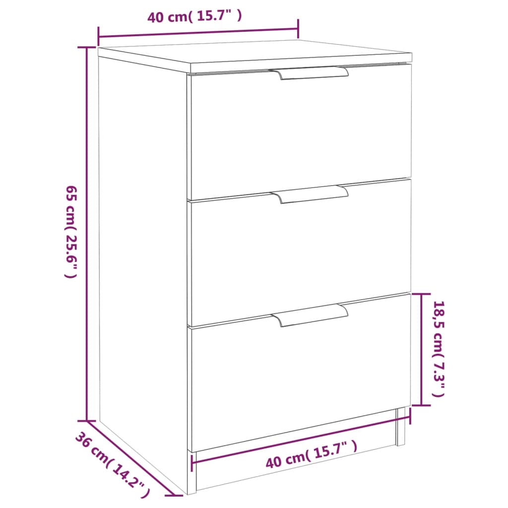 vidaXL Bedside Cabinet Grey Sonoma 40x36x65 cm