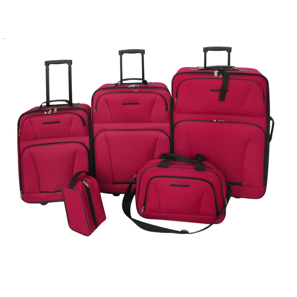 vidaXL Five Piece Travel Luggage Set Red