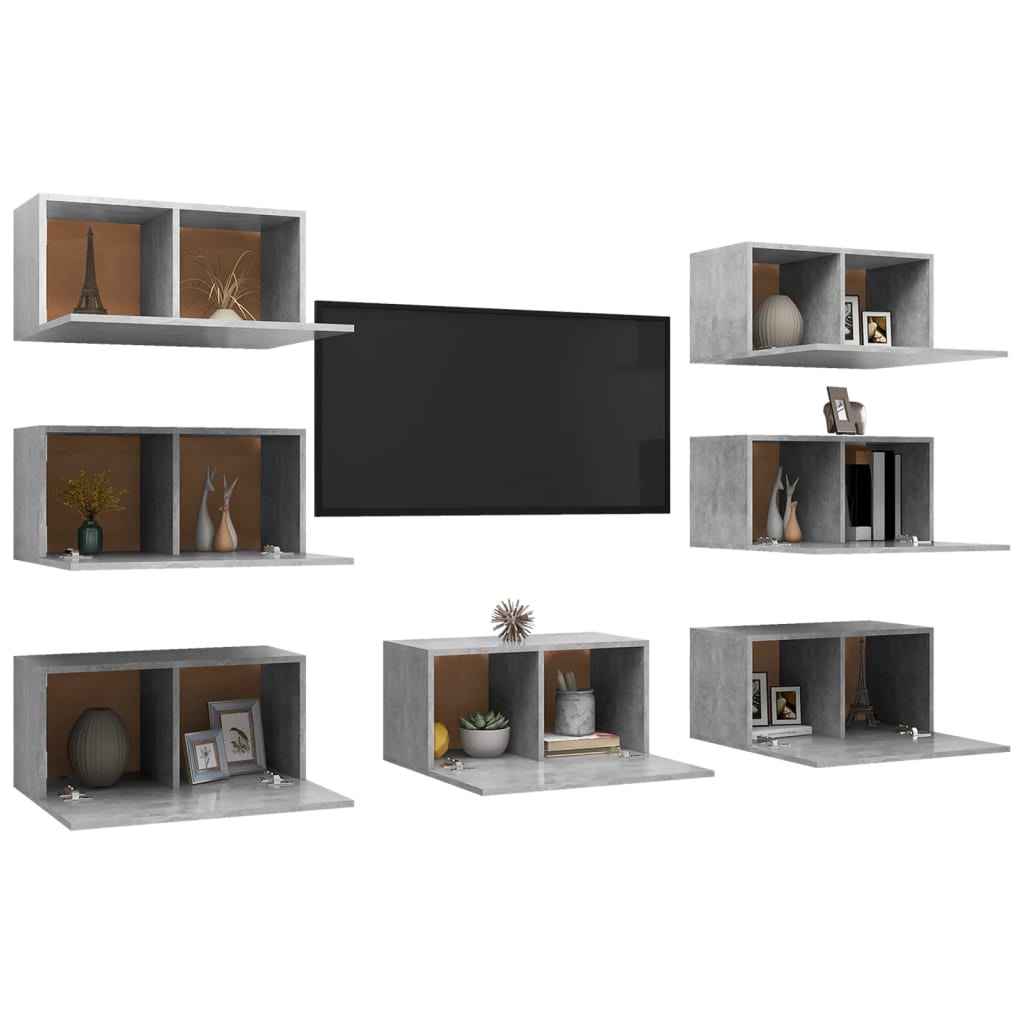 vidaXL TV Cabinets 7 pcs Concrete Grey 30.5x30x60 cm Engineered Wood