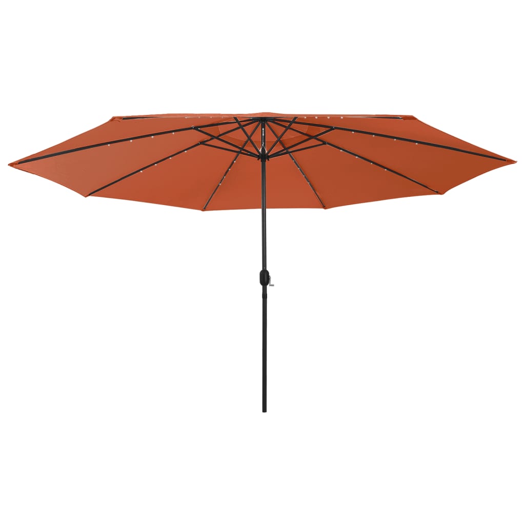 vidaXL Outdoor Parasol with LED Lights and Metal Pole 400 cm Terracotta