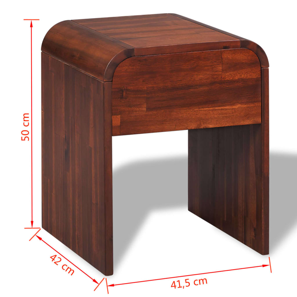 vidaXL Bedside Cabinet Acacia Wood Brown 41.5x42 cm