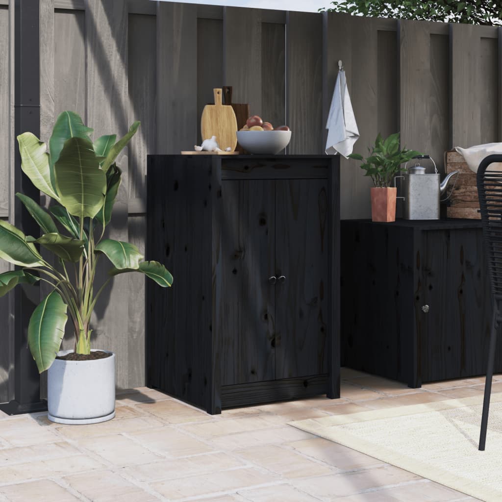 vidaXL Outdoor Kitchen Doors Black 50x9x82 cm Solid Wood Pine