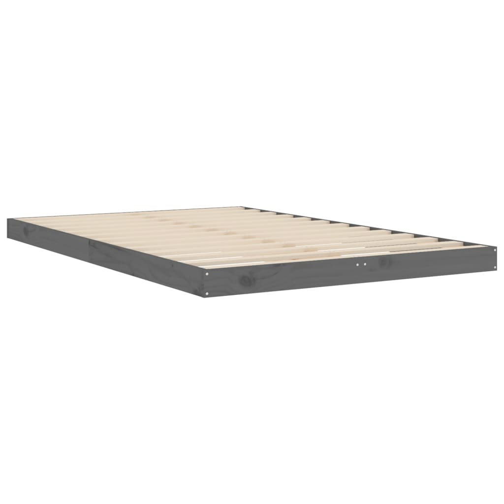 vidaXL Bed Frame Grey 120x190 cm Small Double Wood Pine