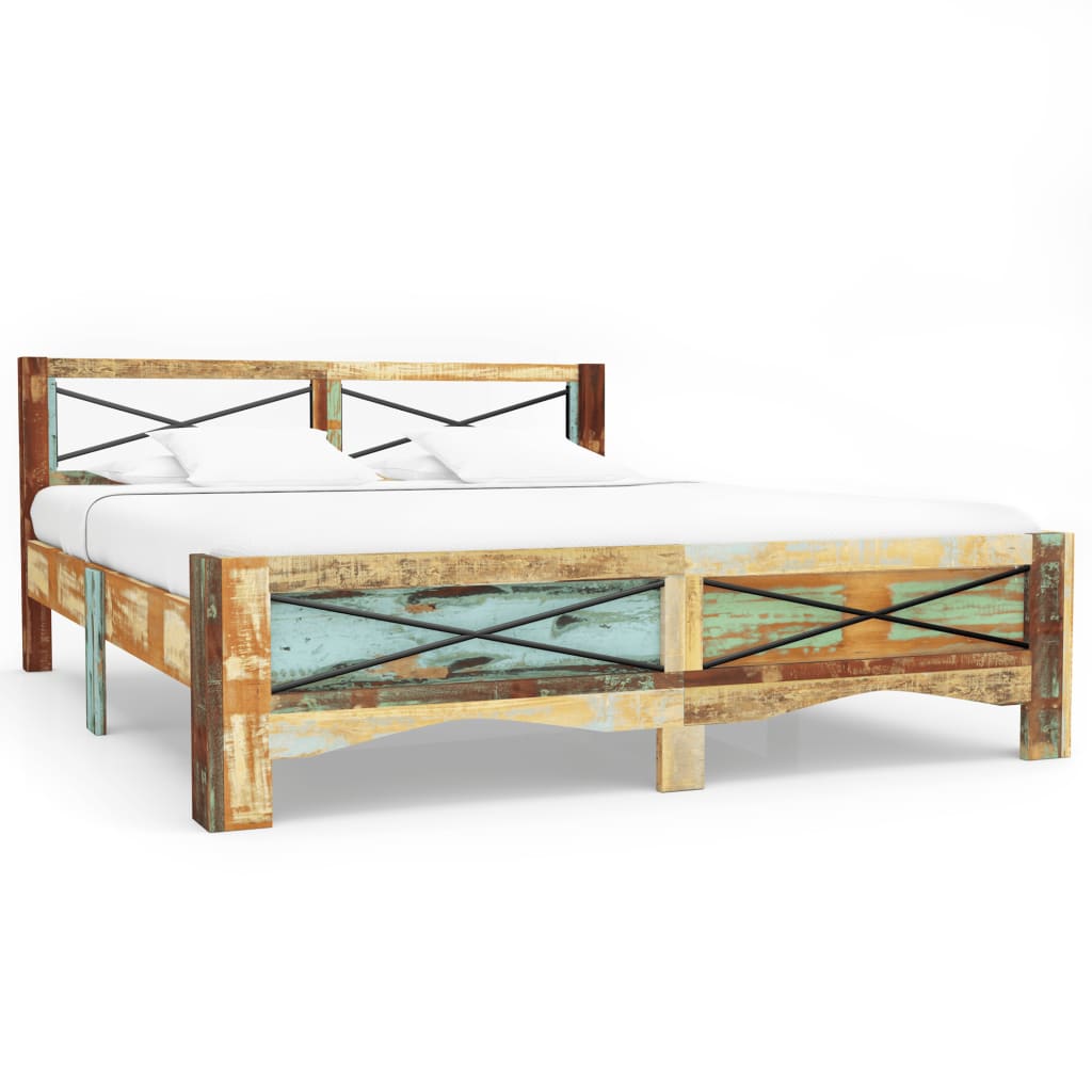 vidaXL Bed Frame Solid Reclaimed Wood 140x200 cm