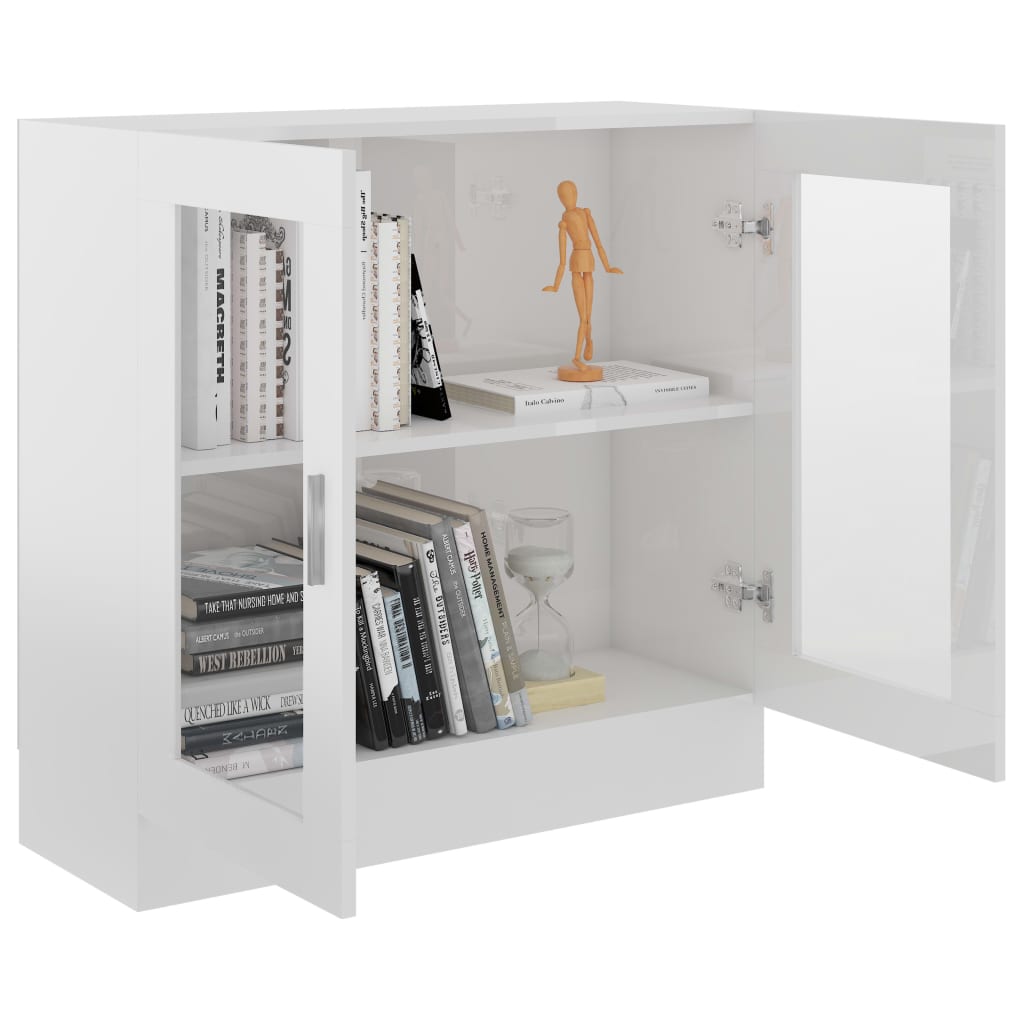 vidaXL Vitrine Cabinet High Gloss White 82.5x30.5x80 cm Engineered Wood