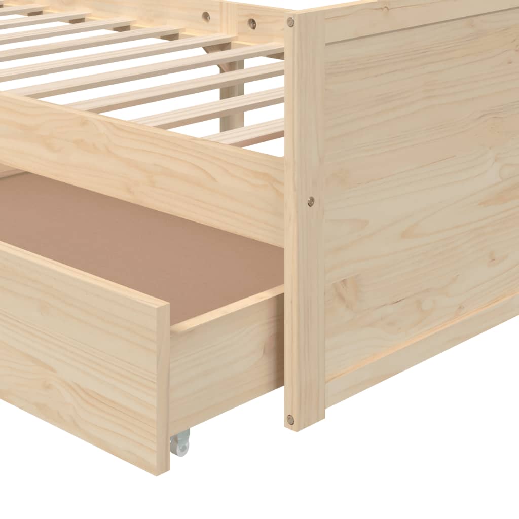 vidaXL Bed Frame with Drawers Solid Wood Pine 90x200 cm
