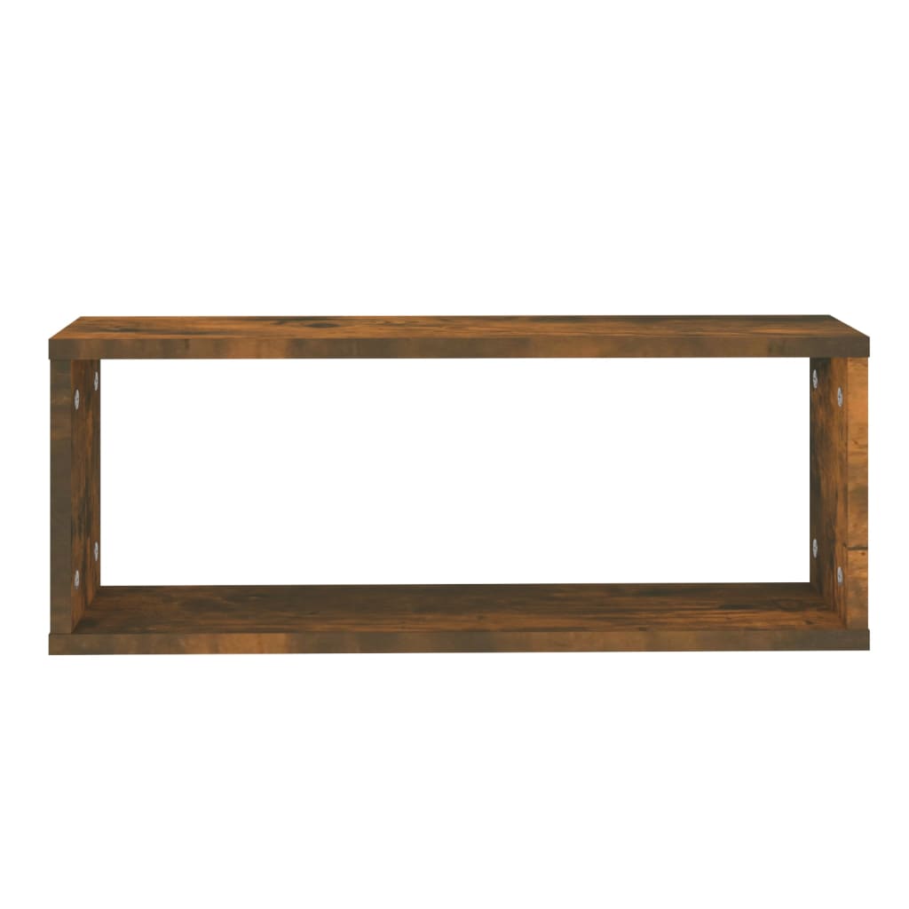 vidaXL Wall Cube Shelves 2 pcs Smoked Oak 60x15x23 cm Engineered Wood