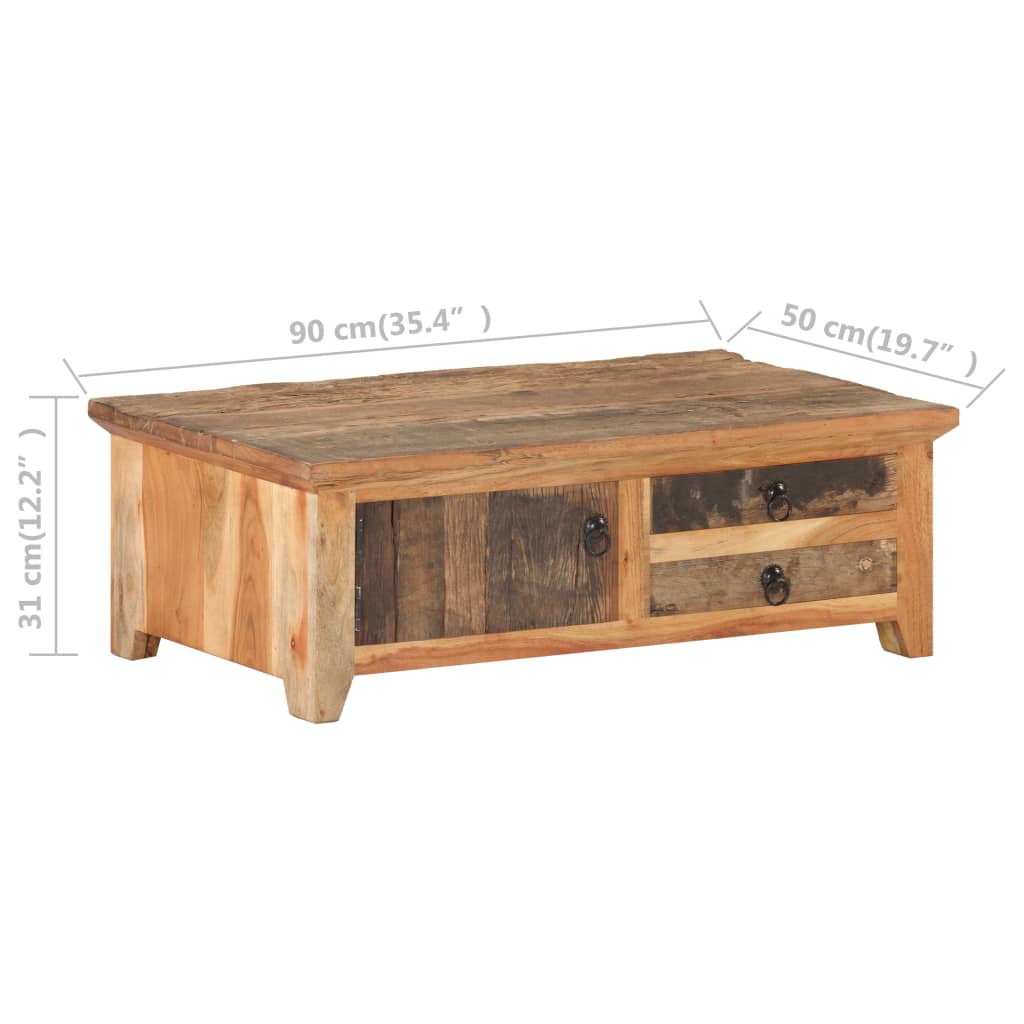 vidaXL Coffee Table 90x50x31 cm Solid Reclaimed Wood