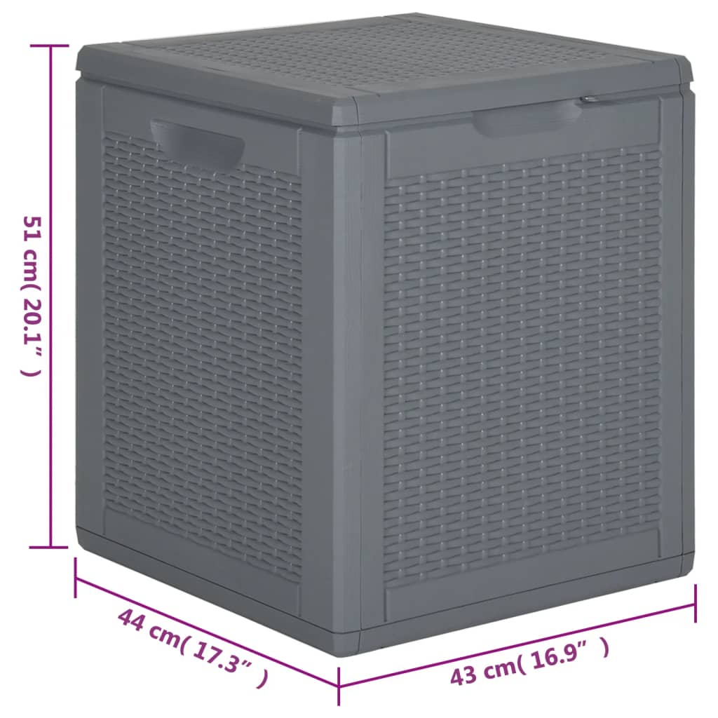vidaXL Garden Storage Box Grey PP Rattan 90 L