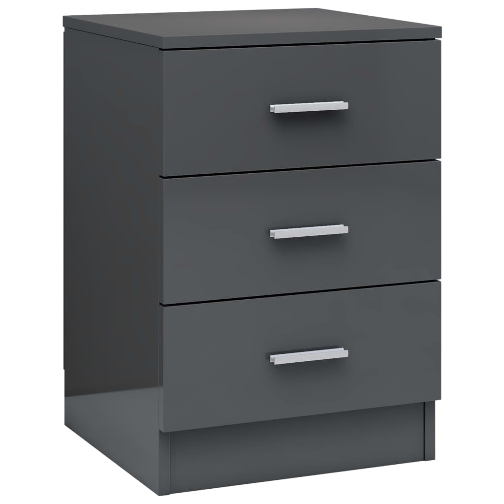vidaXL Bedside Cabinet High Gloss Grey 38x35x56 cm Engineered Wood