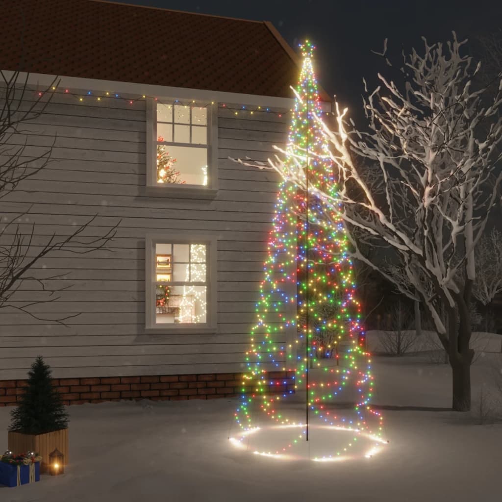 vidaXL Christmas Tree with Metal Post 1400 LEDs Colourful 5 m