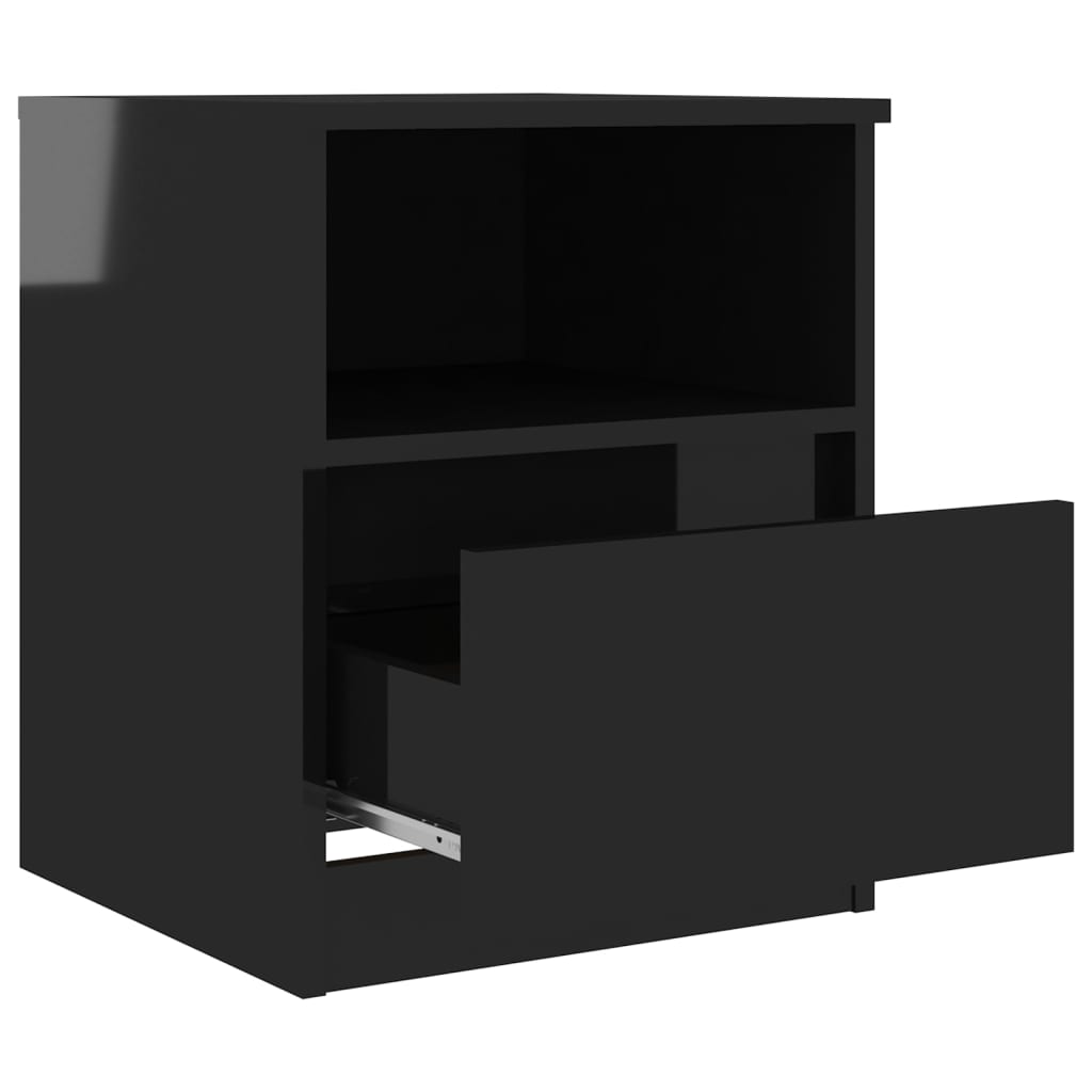 vidaXL Bed Cabinets 2 pcs High Gloss Black 40x40x50 cm Engineered Wood