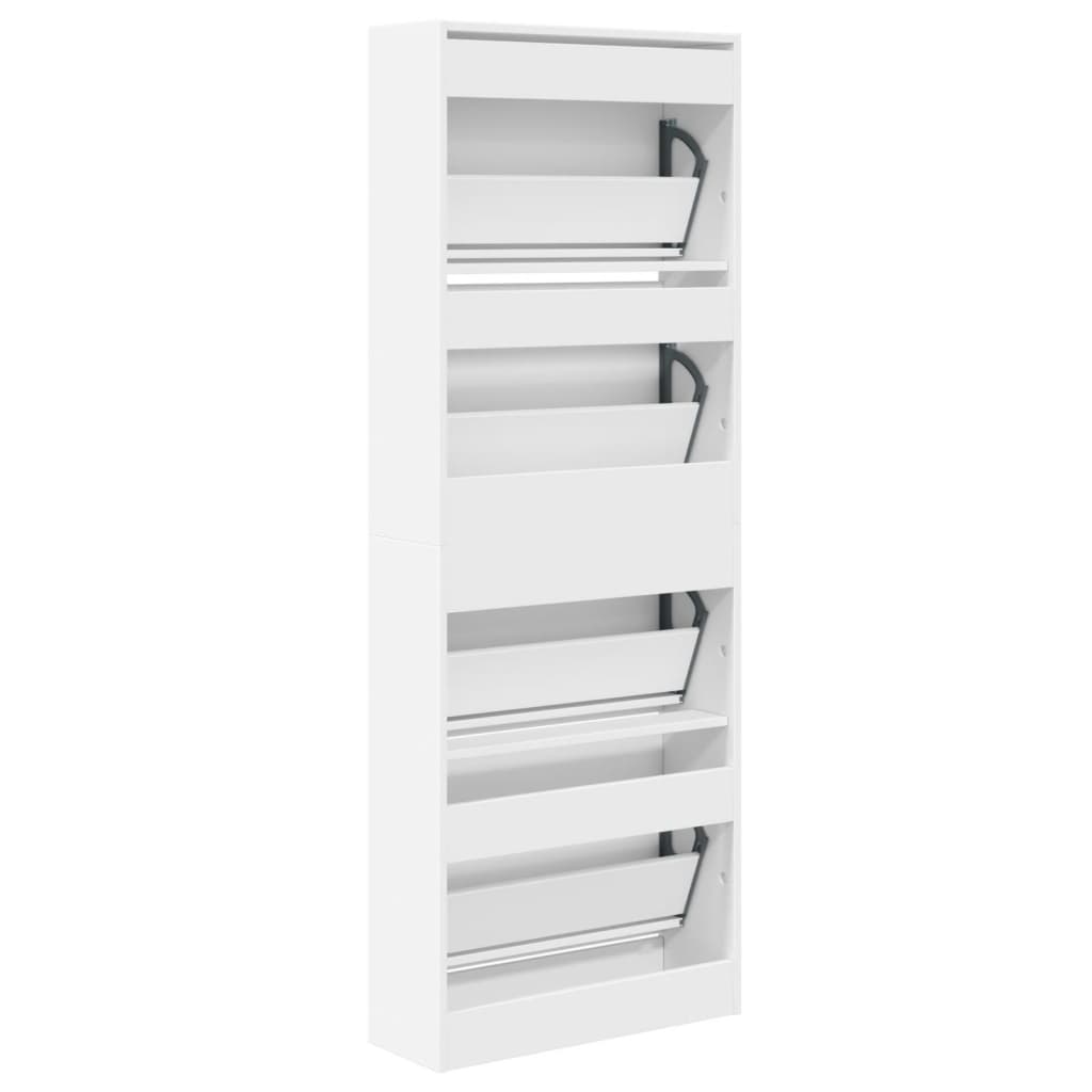 vidaXL Shoe Cabinet White 60x21x163.5 cm Engineered Wood