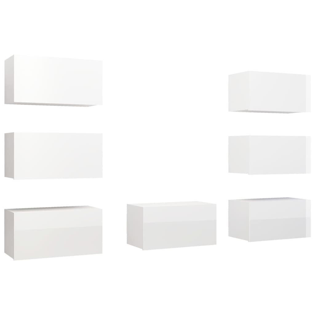 vidaXL TV Cabinets 7 pcs High Gloss White 30.5x30x60 cm Engineered Wood