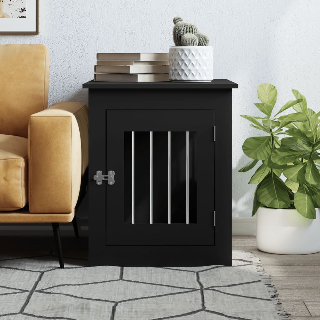 vidaXL Dog Crate Furniture Black 55x75x65 cm Engineered Wood vidaXL