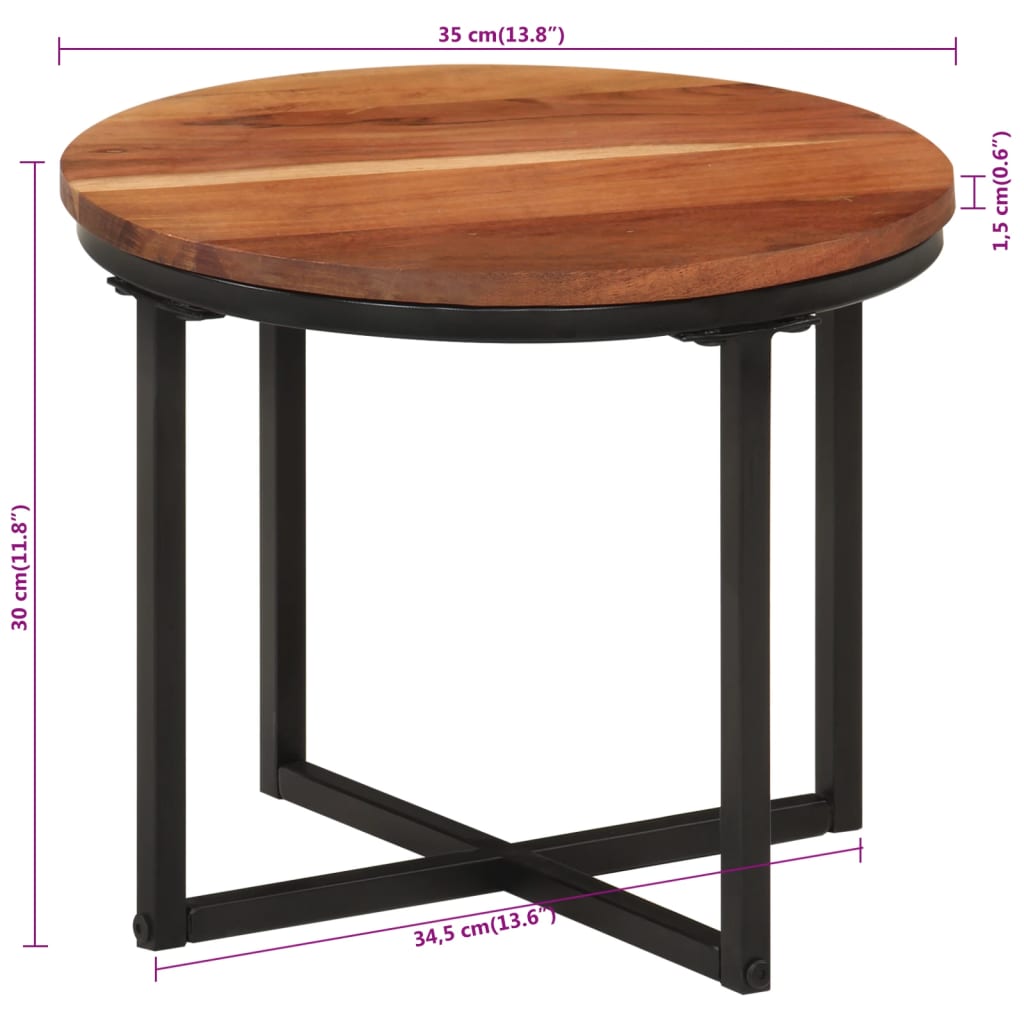 vidaXL Coffee Table 35x35x30 cm Solid Wood Acacia and Iron