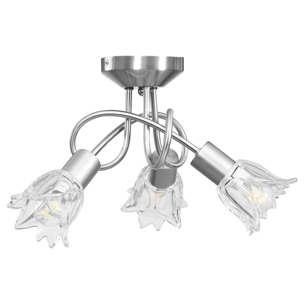 vidaXL Ceiling Lamp with Transparent Glass Shades for 3 E14 Bulbs Tulip