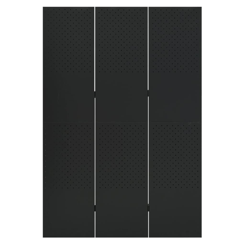 vidaXL 3-Panel Room Divider Black 120x180 cm Steel