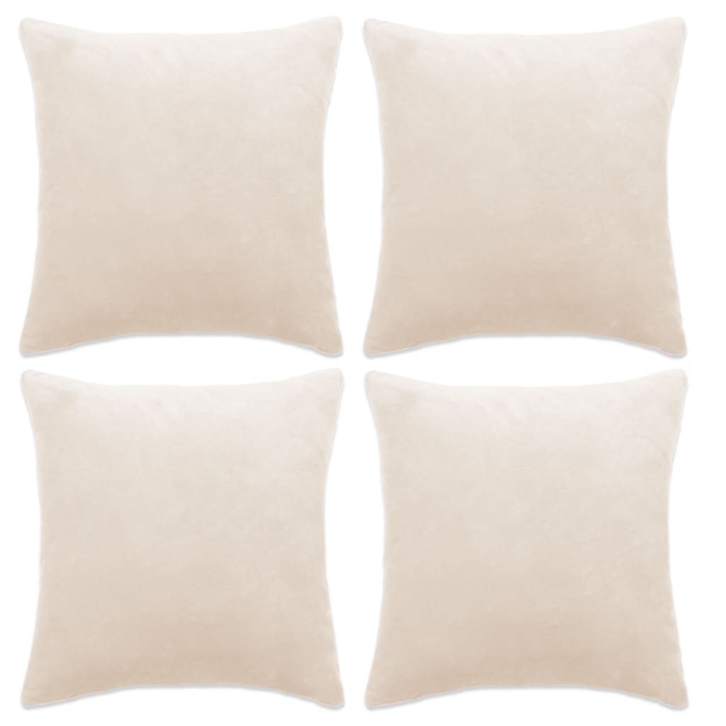 vidaXL Cushion Covers 4 pcs Velour 50x50 cm Off White