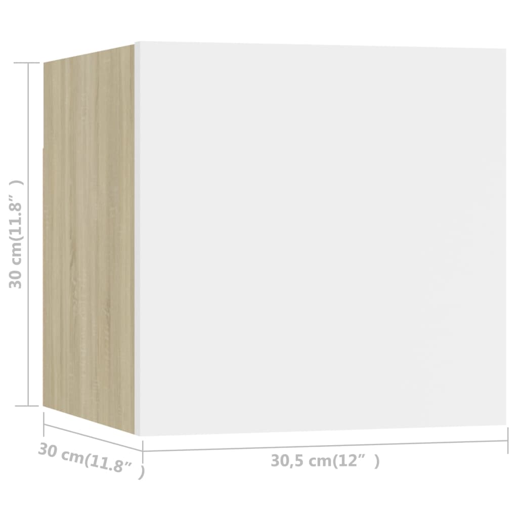 vidaXL Wall Mounted TV Cabinets 4 pcs White and Sonoma Oak 30.5x30x30 cm
