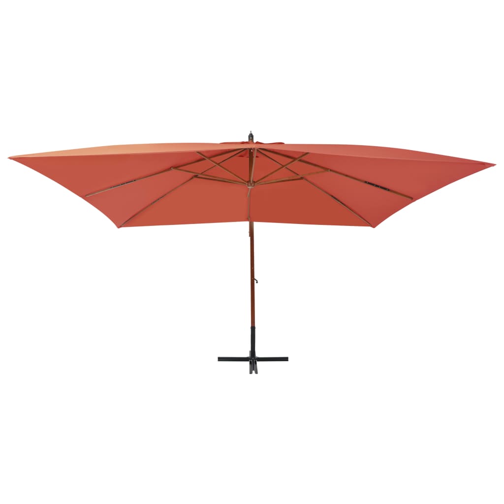 vidaXL Cantilever Umbrella with Wooden Pole 400x300 cm Terracotta