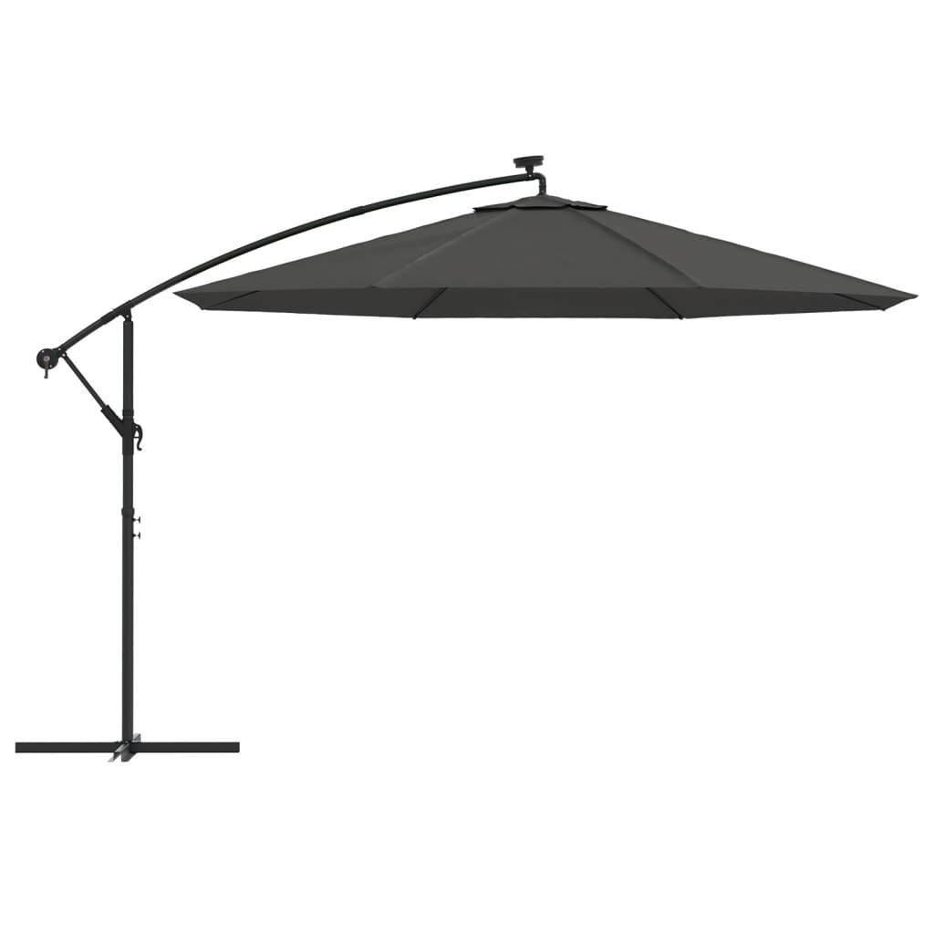 vidaXL Cantilever Umbrella with LED Lights and Metal Pole 350 cm Anthracite