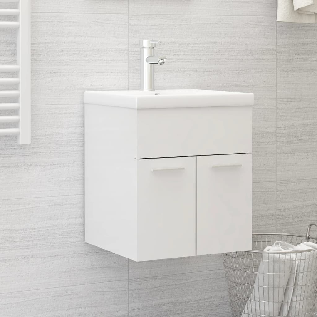vidaXL Sink Cabinet High Gloss White 41x38.5x46 cm Engineered Wood