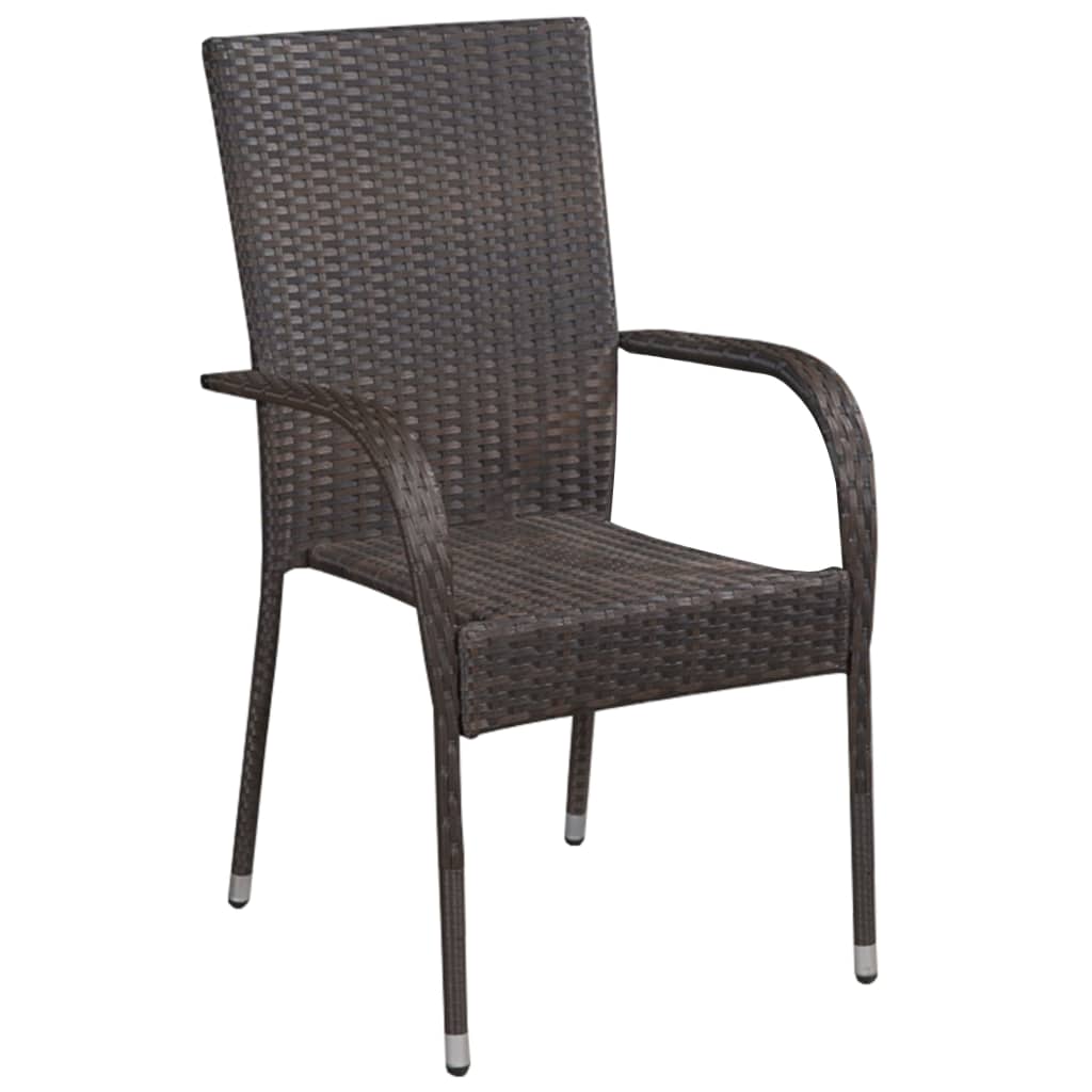 vidaXL Stackable Outdoor Chairs 2 pcs Poly Rattan Brown