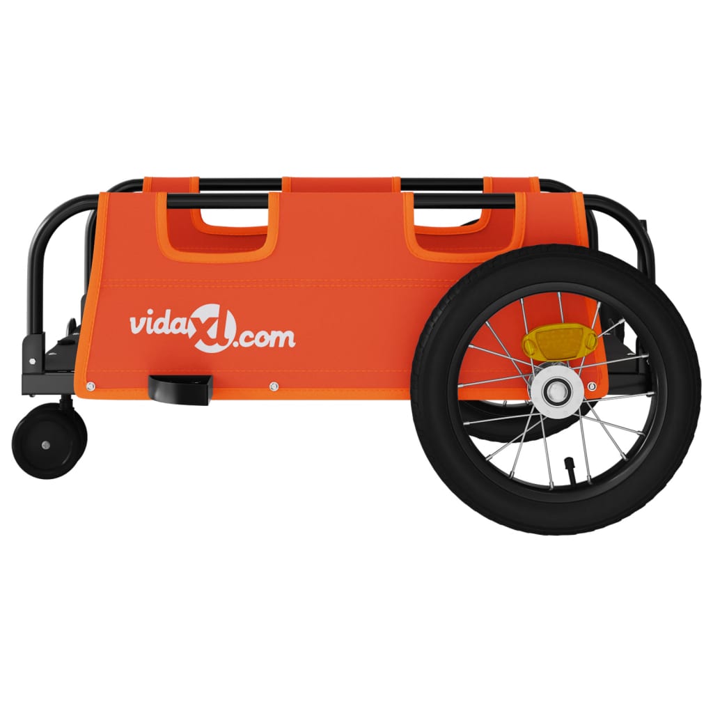 vidaXL Bike Trailer Orange Oxford Fabric and Iron